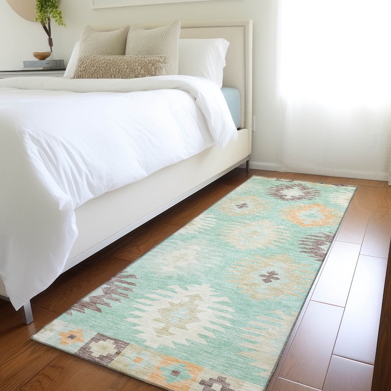 Premium Washable Super Soft Southwest Global Mayfield Rug - Mint - 2'3" x 7'6"