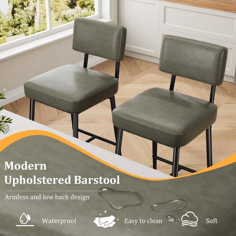 Modern Upholstered Counter Height Barstool Chairs Set of 2