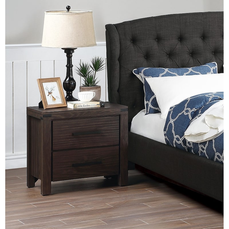 Bedroom Furniture Simple Nightstand Drawers Bed Side Table Solidwood - Espresso