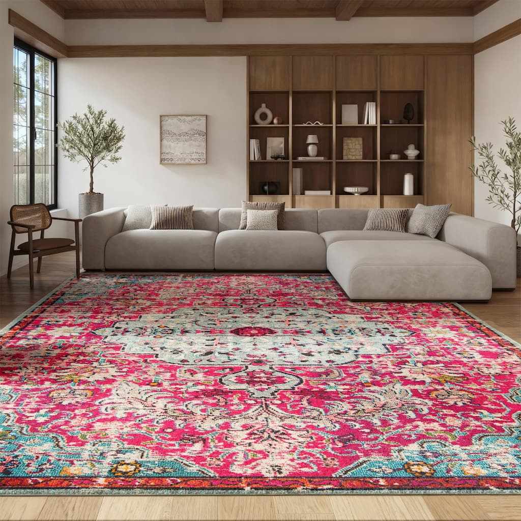SAFAVIEH Madison Libusa Boho Medallion Distressed Rug
