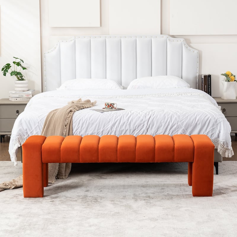 Upholstered Bedroom Bench Tufted Entryway Bench Modern End of Bed Bench Dining Bench with Gold/Black Metal Legs for Window