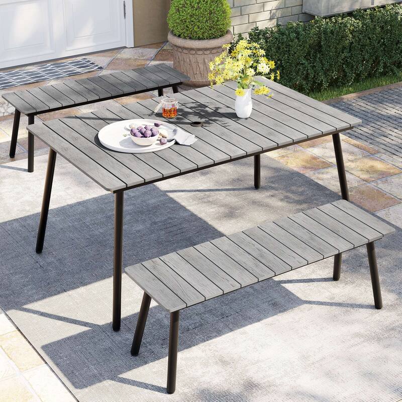 Outdoor 3/5/6-Piece Furniture Patio Dining Set with Rectangular Table