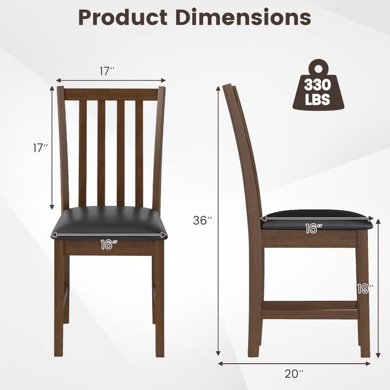 Gymax Wooden Dining Chair Set of 4 w/Rubber Wood Frame & Padded Seat &