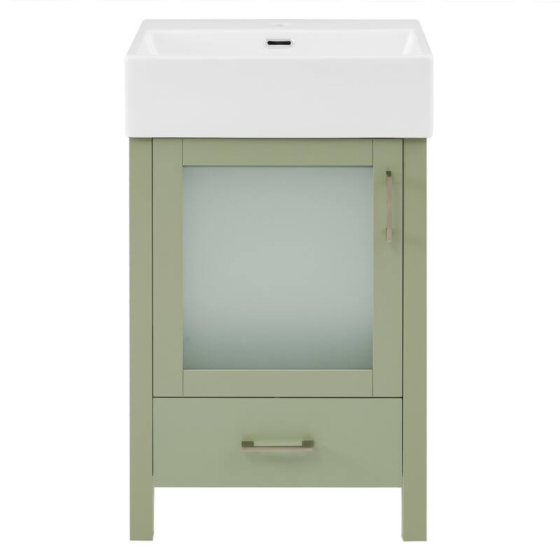 20-Inch Bathroom Vanity with Ceramic Sink & Storage - Space-Saving Freestanding Cabinet for Small Bathrooms
