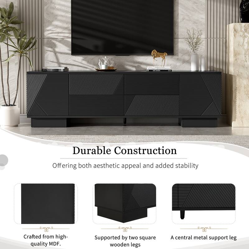 70.8" Modern TV Stand, Entertainment Center with Cabinets, 4 Drawers, Media Console Table, Living Room Modern TV Cabinet