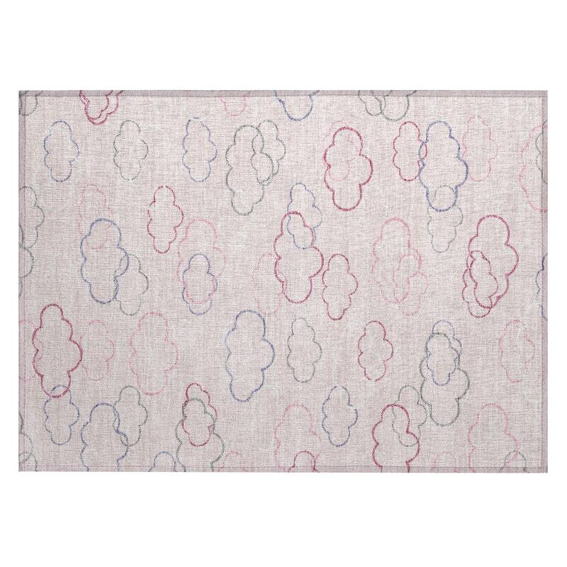 Machine Washable Indoor/ Outdoor Modern Clouds Chantille Rug