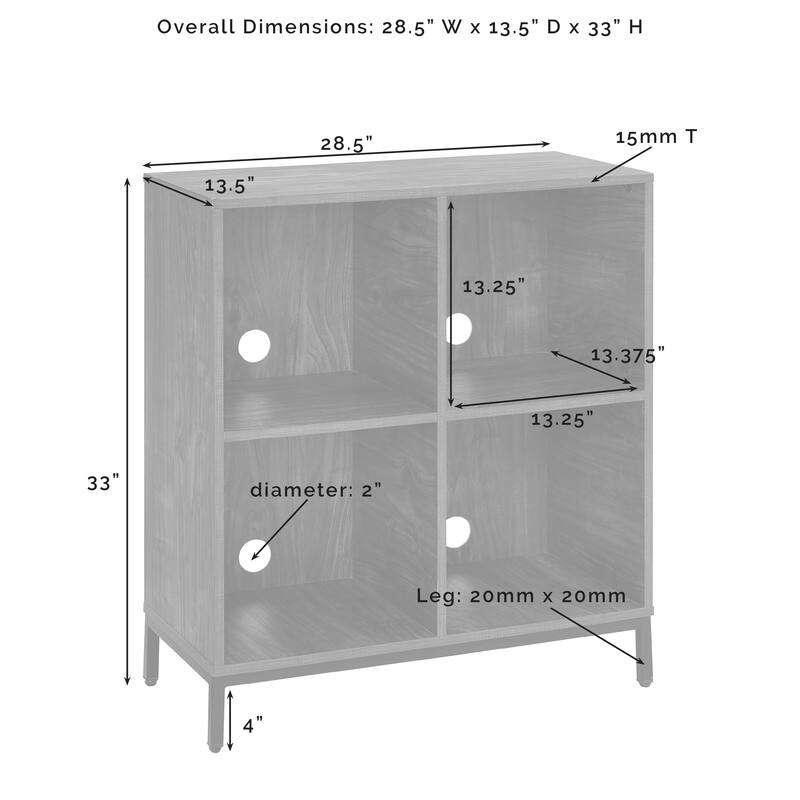 Crosley Jacobsen Record Storage Cube Bookcase - 28.5 "W x 13.5 "D x 33 "H