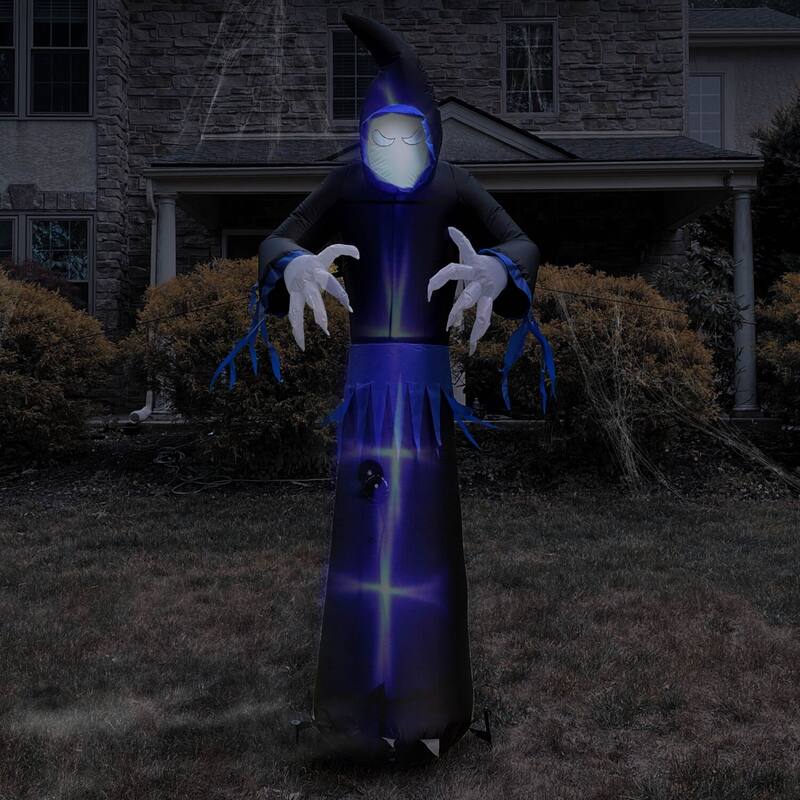 Haunted Hill Farm 8-Ft. Tall Pre-lit Musical Inflatable Grim Reaper