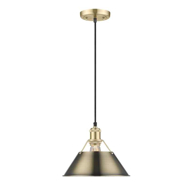 Orwell 10" Wide Medium Pendant in Brushed Champagne Bronze with Aged Brass - Gold
