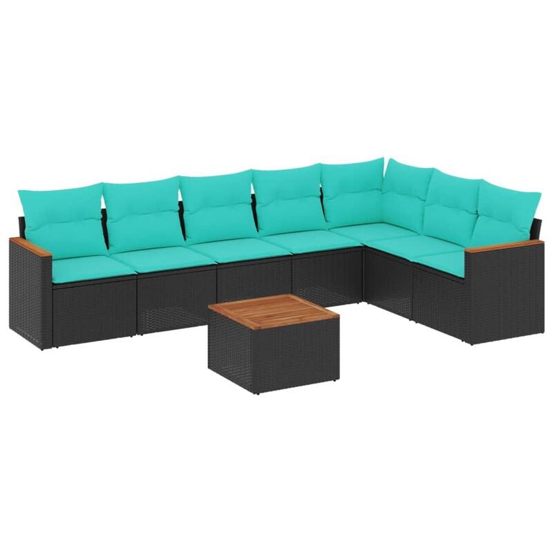 vidaXL Patio Sofa Set with Cushions Outdoor Conversation Furniture Poly Rattan - 24.4x 24.4x 27.2