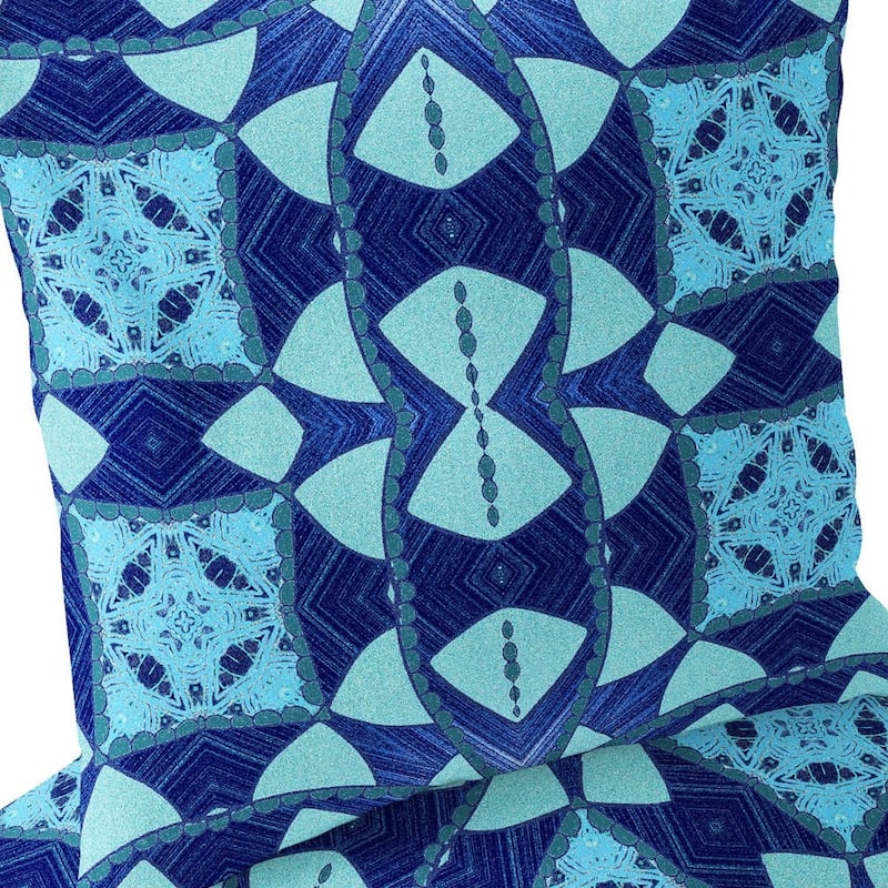 HomeRoots Set of Two 16" X 16" Blue and Green Blown Seam Eclectic Indoor Outdoor Throw Pillow - 16.00' X '16.00' X '5.00