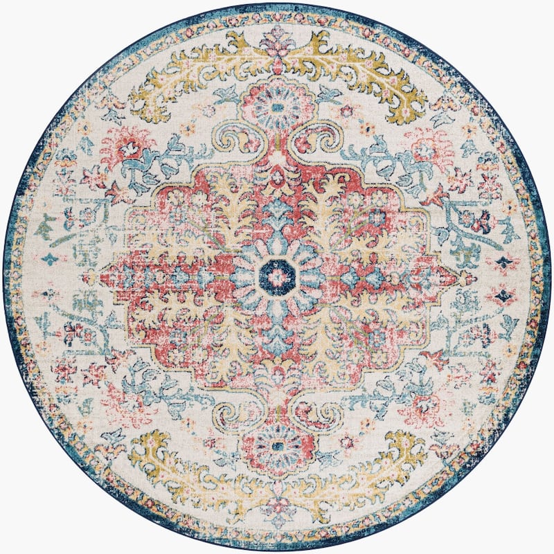 Livabliss Traditional Murat Medallion Area Rug - 7'10" x 7'10" Round - Multi