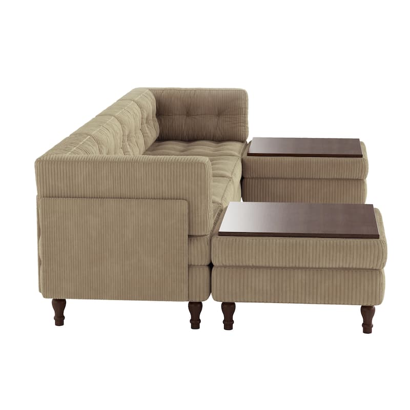 Oversized Modular Sectional Corduroy Fabric Tufted Sofa