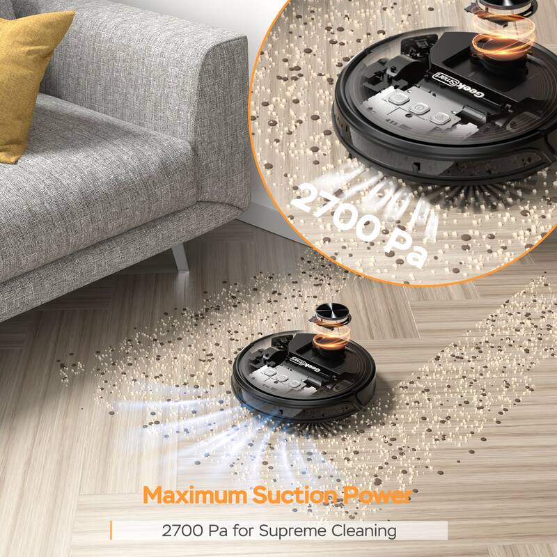 Anmytek LDS Navigation 2-in-1 Robot Vacuum Mop 2700 PA Max Suction Wi-Fi App for Pet Owners Larger Homes