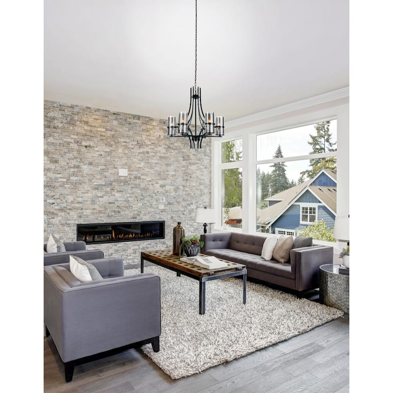 Vanna 6 Light Up Chandelier With Black Finish