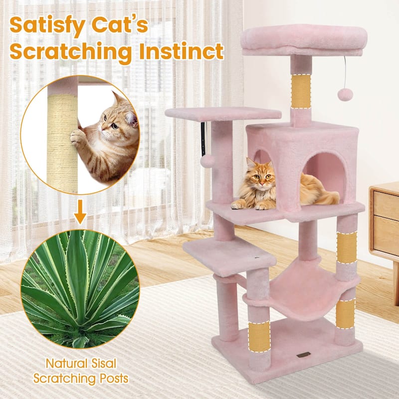Costway 44” Tall Multi-level Cat Tree with Cushion Top Perch, - See Details