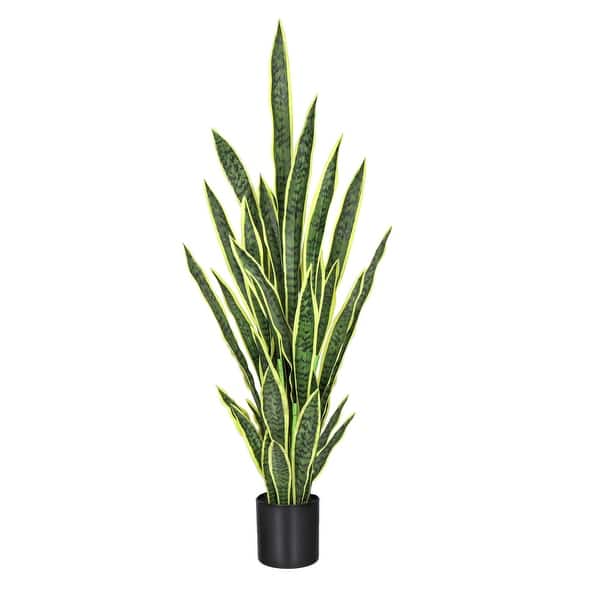 4ft Green Yellow Artificial Sansevieria Snake Plant in Black Pot - 48" H x  15" W x 15" DP - On Sale - Bed Bath & Beyond - 42094342