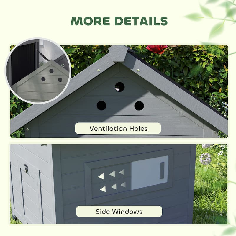 PawHut Duck Coop, Wooden Duck House, Outdoor Small Animal House with Openable Roof, Double Doors, Removable Base