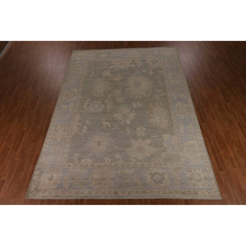 Grey Vegetable Dye Oushak Turkish Large Area Rug Handmade Wool Carpet - 9'11"x 13'10"