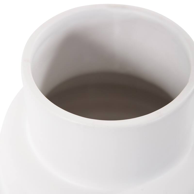 Allan Andrews Matte White Cylindrical Rounded Curved Ceramic Vase Collection