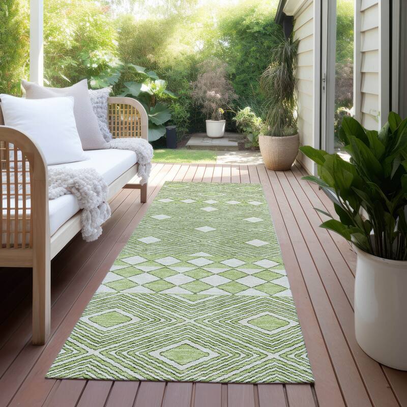 Machine Washable Indoor/ Outdoor Chantille Boho Moroccan Rug - Aloe - 2'3" x 7'6"
