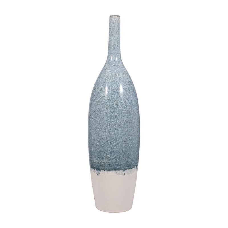 Sagebrook Home Blue Kashion Vase - Stoneware Decor Accent for Modern Living Spaces