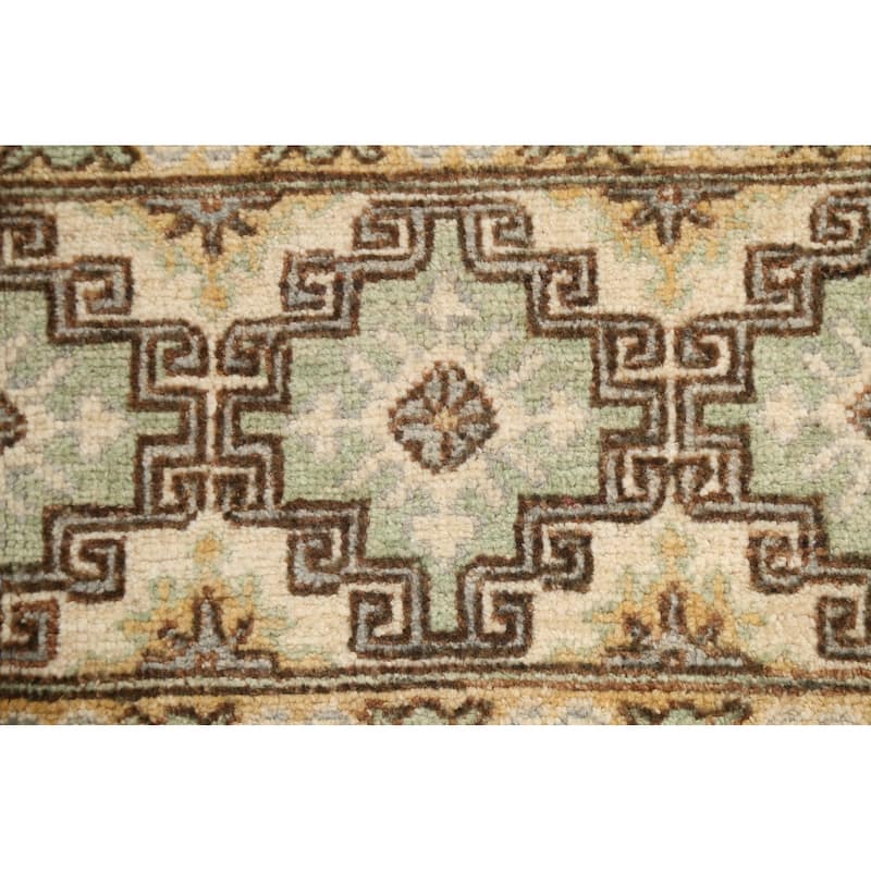 Vegetable Dye Geometric Khotan Wool Area Rug Hand-knotted Foyer Carpet - 4'8" x 6'0"