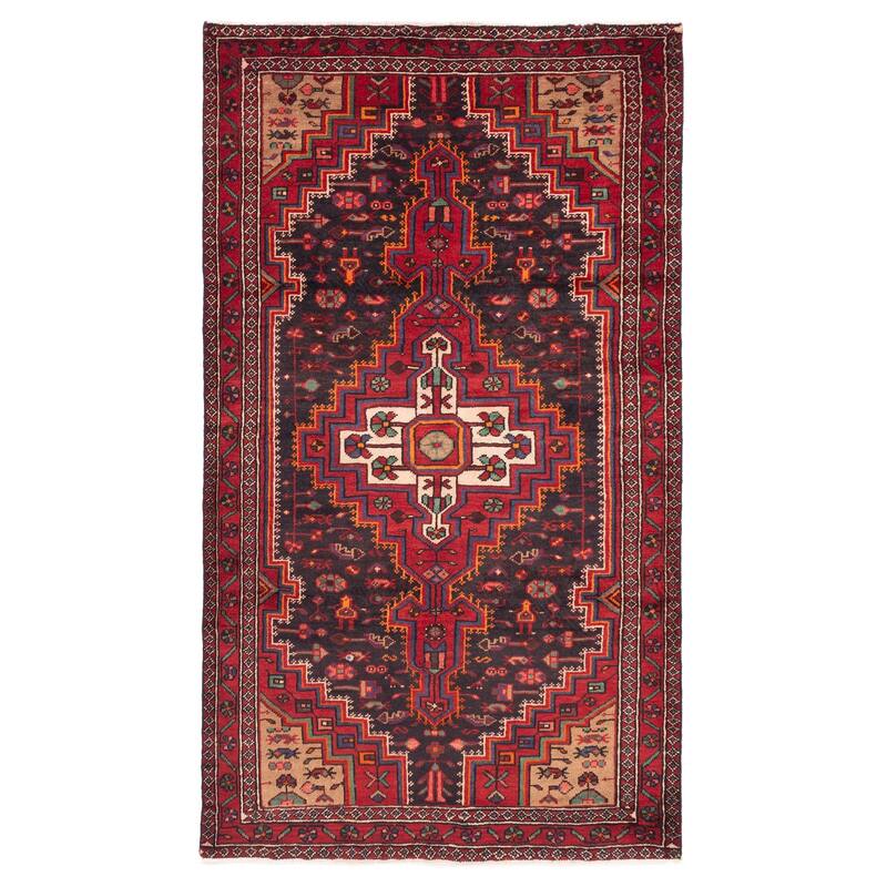 ECARPETGALLERY Hand-knotted Anadol Black, Red Wool Rug - 4'5 x 8'0