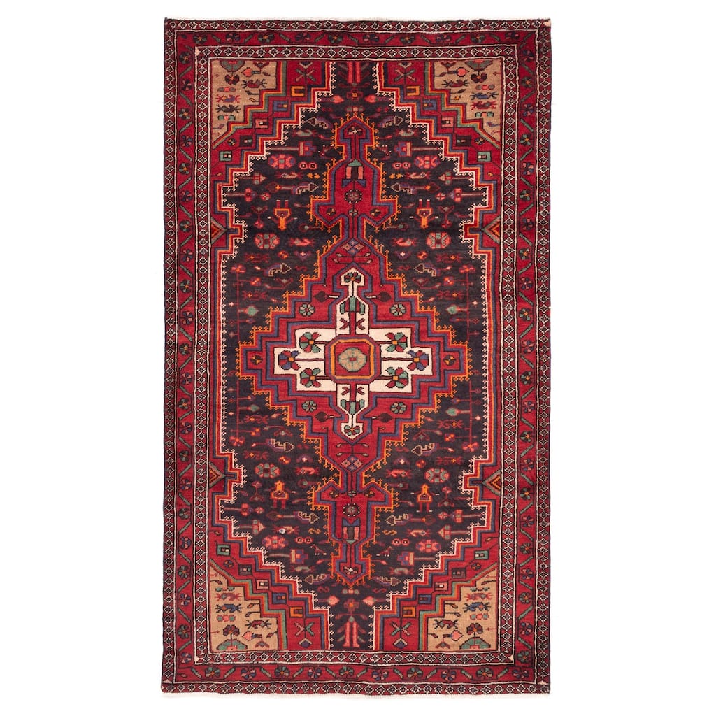 ECARPETGALLERY Hand-knotted Anadol Black, Red Wool Rug - 4'5 x 8'0