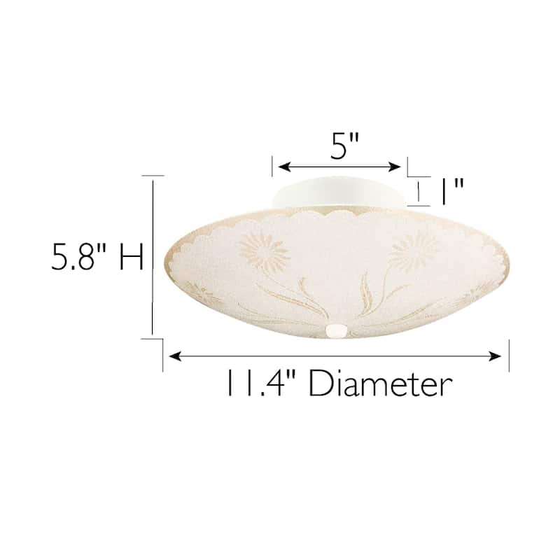 Design House Traditional 2-Light White Semi-Flush Ceiling Mount with Frosted Glass Shade - 11.4 x 11.4 x 5.8