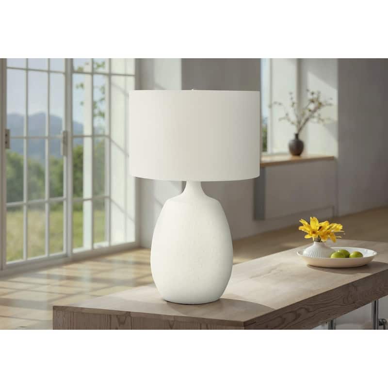 Lighting, 26"h, Table Lamp, Ivory / Cream Shade, Cream Resin, Contemporary - Cream