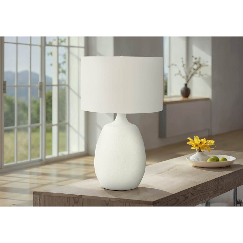 Lighting, 26"h, Table Lamp, Ivory / Cream Shade, Cream Resin, Contemporary