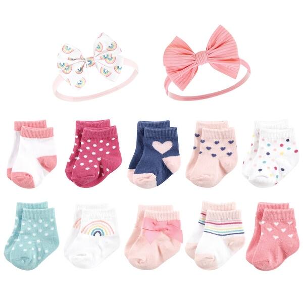 slide 1 of 1, Hudson Baby Infant Girl Sock and Headband 12pc Set, Rainbow, 0-9 Months - Rainbow Rainbow - 0-9 Months
