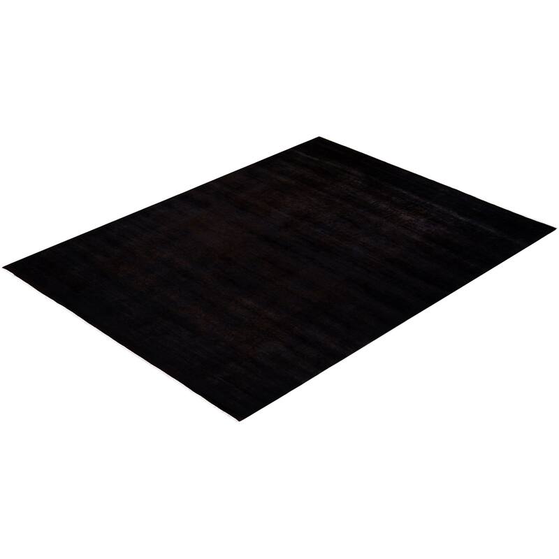 Overton Hand Knotted Wool Vintage Inspired Modern Contemporary Overdyed Black Area Rug - 10' 2" x 13' 7"