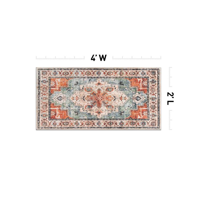 World Rug Gallery Transitional Medallion Washable Non Slip Area Rug