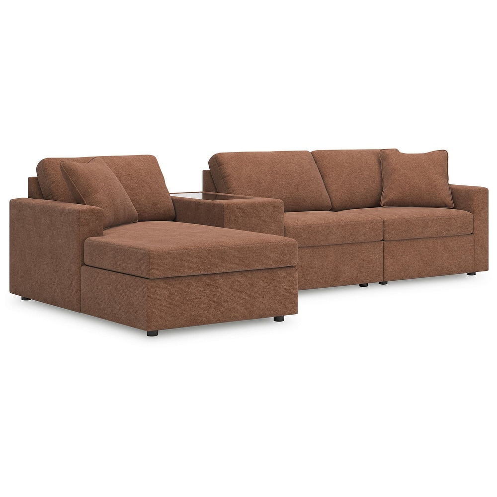 Signature Design by Ashley Modmax 4-Piece Sectional with Chaise and Storage Console - 126"W x 68"D x 36"H