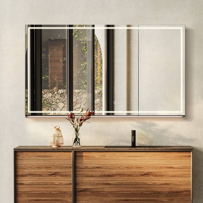 Hesili Rectangular Frameless LED Lighted Bathroom Mirror Medicine Cabinet