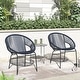 preview thumbnail 25 of 28, Corvus Sarcelles Woven Wicker Indoor/Outdoor Chairs (Set of 2) Dark Blue