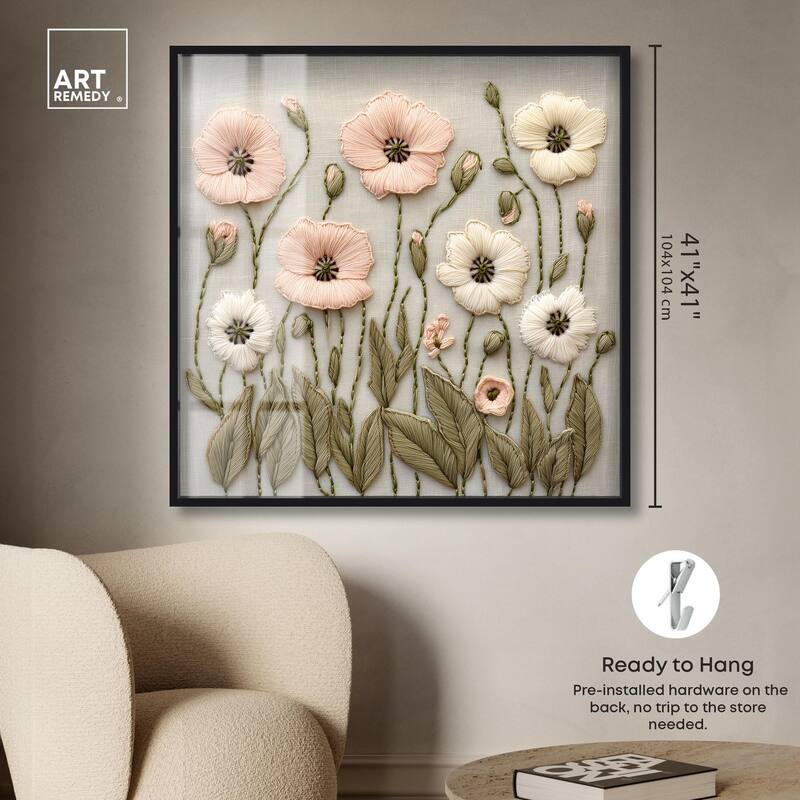 Stitched Serenity I Shadowbox by Art Remedy