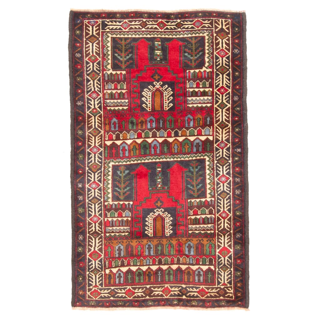 ECARPETGALLERY Hand-knotted Teimani Dark Navy Wool Rug - 2'10 x 4'9