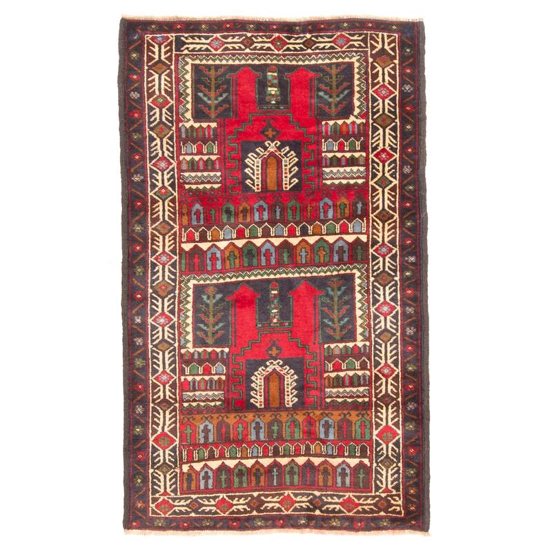 ECARPETGALLERY Hand-knotted Teimani Dark Navy Wool Rug - 2'10 x 4'9