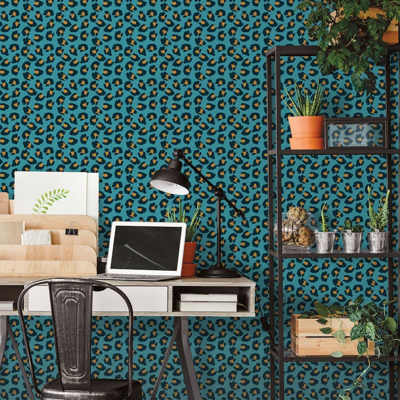 Galerie Wallcoverings Into The Wild Leopard Print Non-woven Metallic Wallpaper Roll