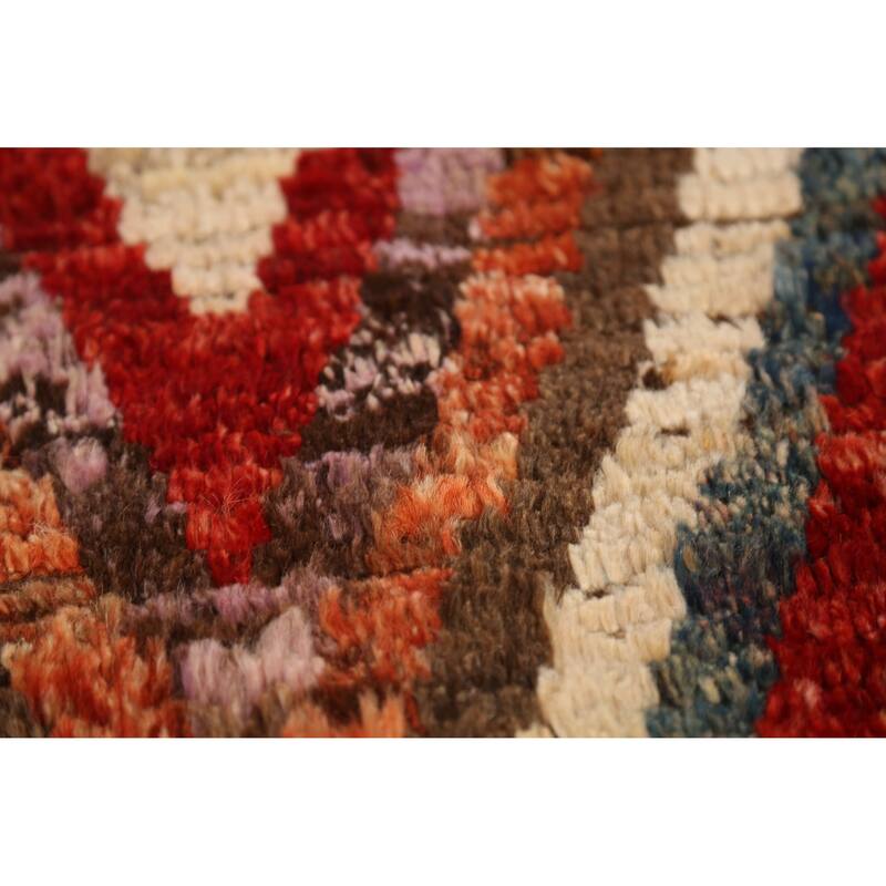 Chevron Style Multi-Color Moroccan Runner Rug Handmade Wool Carpet - 3'0" x 9'7"