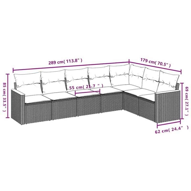 vidaXL Garden Sofa Set Black - 24.4 x 24.4 x 27.2