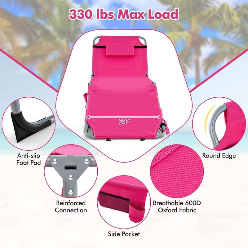 2 PCS Folding Tanning Chair Sunbathing Lounge Chair w/ Face Arm Hole