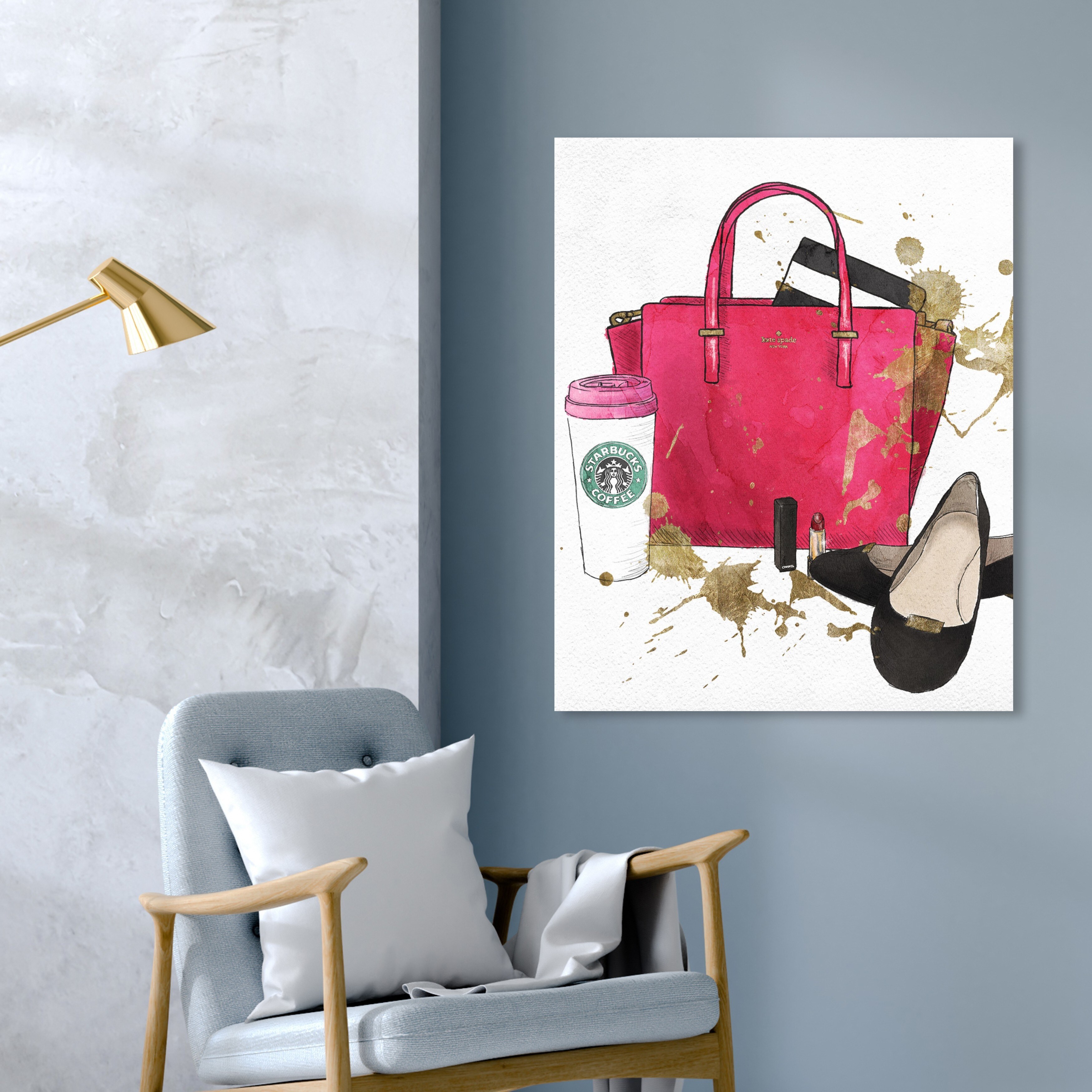 Oliver Gal Brown 'Bags, Bags, Bags- Orange' Fashion and Glam Wall Art Canvas Print