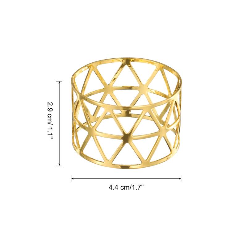 Napkin Rings Metal Triangle-Shaped Napkin Holder for Dinner - Gold - 12pcs