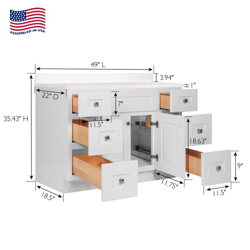 Design House 232710 Brookings 48" Free Standing Single Basin Vanity