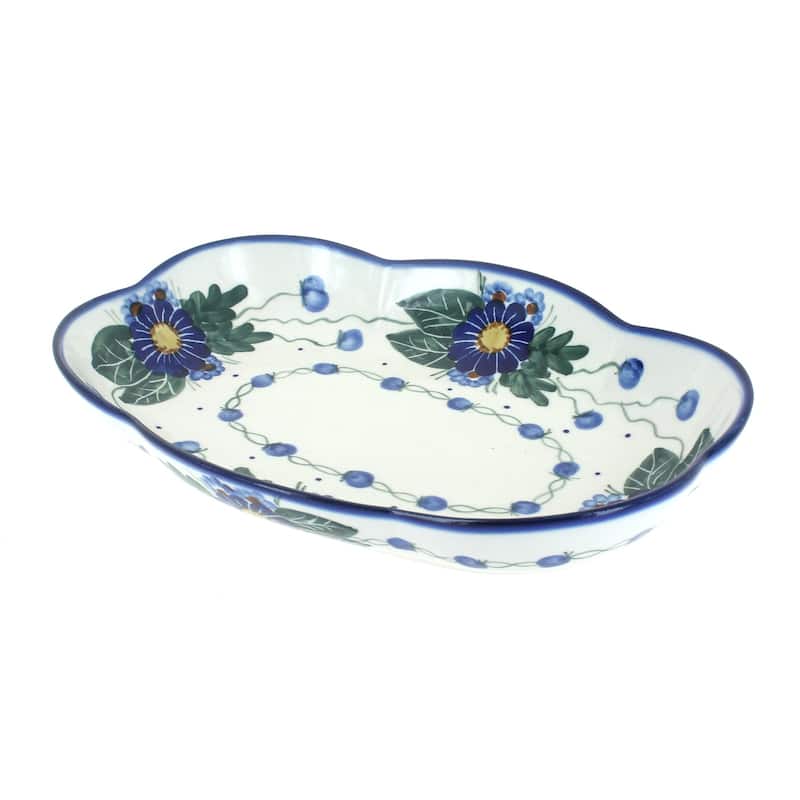 Blue Rose Polish Pottery 11E WR Scallop Dish
