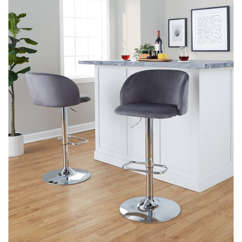 Silver Orchid Harding Adjustable Bar Stool with Rounded Rectangle Footrest (Set of 2)
